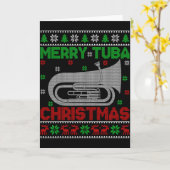 Tuba Music Lover Xmas Lighting Ugly Merry Tuba Chr Kaart (Gele Bloem)