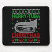 Tuba Music Lover Xmas Lighting Ugly Merry Tuba Chr Muismat (Voorkant)