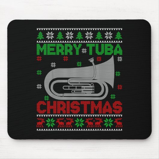 Tuba Music Lover Xmas Lighting Ugly Merry Tuba Chr Muismat (Voorkant)