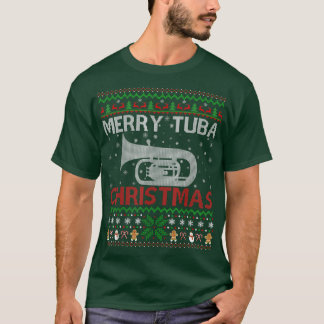 Tuba Music Lover Xmas Lighting Ugly Merry Tuba Chr T-shirt