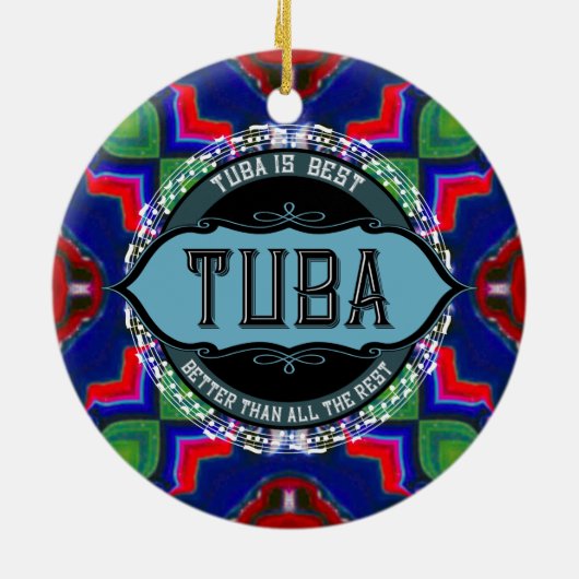 Tuba Music Note Circle Keramisch Ornament (Achterkant)