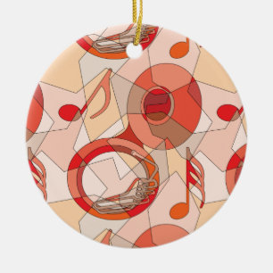 Tuba Music Note Fragmenten Reds Ceramic Ornament