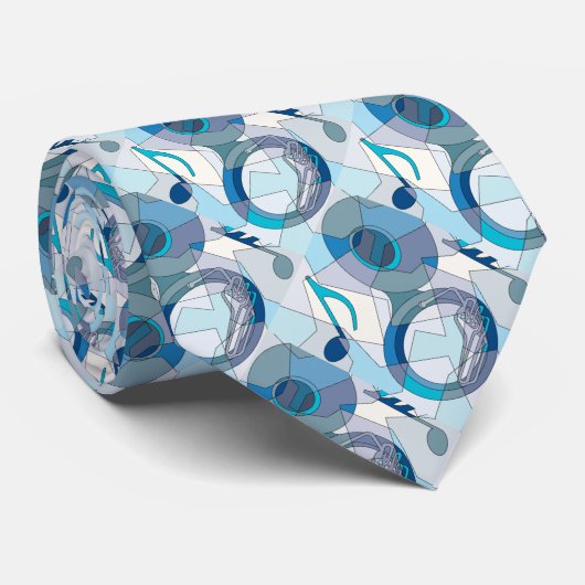 Tuba Music Note Fragmenten Stropdas (Opgerold)