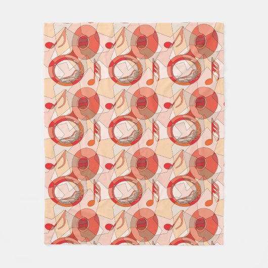 Tuba Music Note Fragments Rood Fleece Deken (Voorkant)