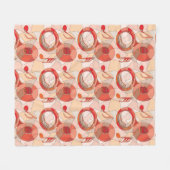 Tuba Music Note Fragments Rood Fleece Deken (Voorkant (Horizontaal))