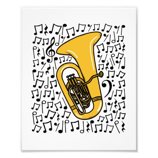 Tuba Musical Notes Tubaist Messing Muzikant Foto Afdruk (Voorkant)