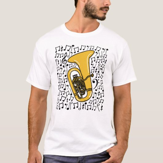 Tuba Musical Notes Tubaist Messing Muzikant T-shirt (Voorkant)