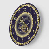 Tuba Musical Scroll ~ Gold and Navy Blue ~ Grote Klok (Hoek)