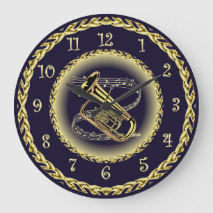 Tuba Musical Scroll ~ Gold and Navy Blue ~ Grote Klok
