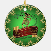 Tuba ~ Musical Scroll ~ Merry Kerst~ * ~ Keramisch Ornament (Achterkant)