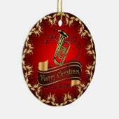 Tuba ~ Musical Scroll ~ Merry Kerst~ * ~ Keramisch Ornament (Rechts)