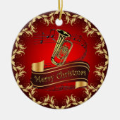 Tuba ~ Musical Scroll ~ Merry Kerst~ * ~ Keramisch Ornament (Voorkant)