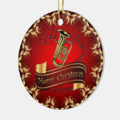 Tuba ~ Musical Scroll ~ Merry Kerst~ * ~ Keramisch Ornament (Links)