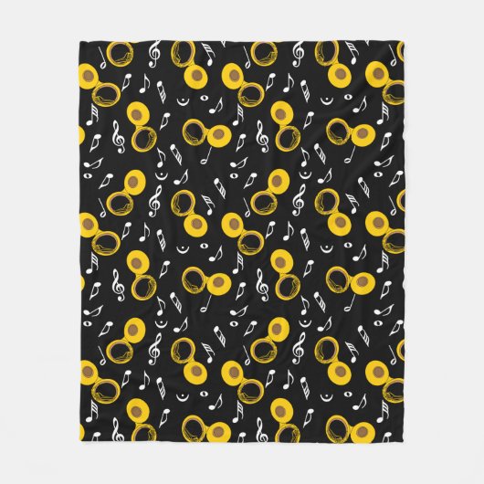 Tuba Muzieknoten Patroon Fleece Deken (Voorkant)