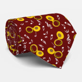 Tuba Muzieknoten Patroon Stropdas (Opgerold)