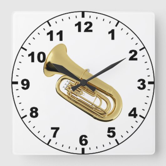 "Tuba"-ontwerpwandklokken Vierkante Klok (Voorkant)