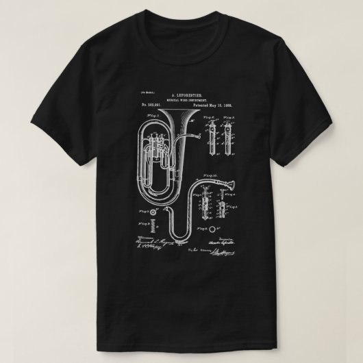 Tuba Patent Graphic Blueprint T-shirt (Design voorkant)