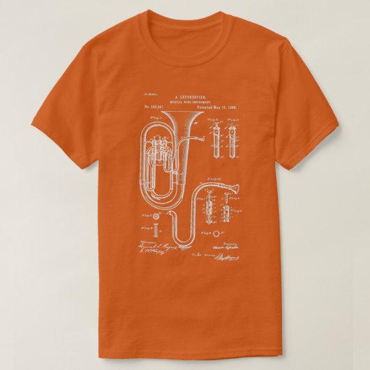 Tuba Patent Graphic Blueprint T-shirt (Design voorkant)