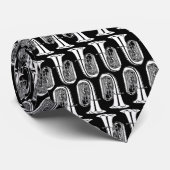 Tuba Pattern Black and White Stropdas (Opgerold)