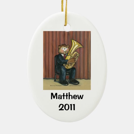 Tuba Player Gepersonaliseerde versiering Keramisch Ornament (Achterkant)