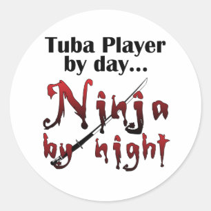 Tuba Player tegen dag... Ronde Sticker