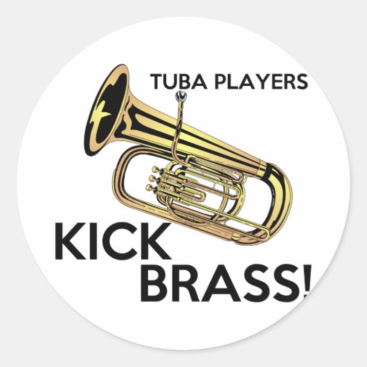 Tuba Players Kick Brass Ronde Sticker (Voorkant)