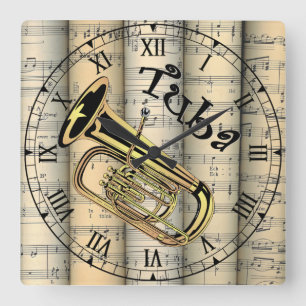 Tuba ~ Rollend vel Music ~ Uniek ~ Vierkante Klok