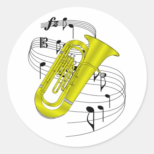 Tuba Ronde Sticker (Voorkant)