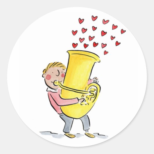 Tuba Ronde Sticker (Voorkant)