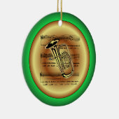 Tuba ~ Sheet Music ~ Red/Green/Gold ~ Christmas ~ Keramisch Ornament (Rechts)