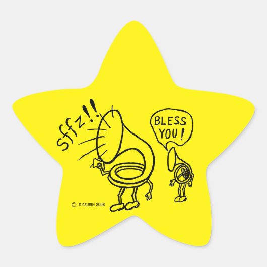 Tuba Sneeze Border Star-Sticker Ster Sticker (Voorkant)