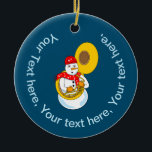 Tuba Snowman Keramisch Ornament<br><div class="desc">Een sneeuwnende sousaphone-speler met een muzieknote scarf is een grappig wintermuzikaal cadeauontwerp voor muzikanten met een laag aanzien,  muziekdocenten en studenten in tuba-koor,  concert en marchingband.</div>