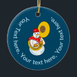 Tuba Snowman Keramisch Ornament<br><div class="desc">Een sneeuwnende sousaphone-speler met een muzieknote scarf is een grappig wintermuzikaal cadeauontwerp voor muzikanten met een laag aanzien,  muziekdocenten en studenten in tuba-koor,  concert en marchingband.</div>