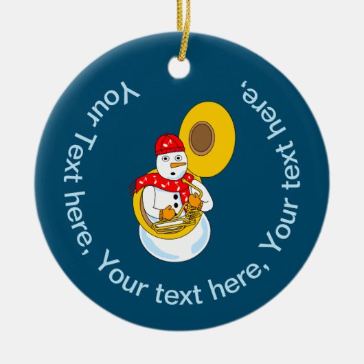 Tuba Snowman Keramisch Ornament (Voorkant)