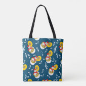 Tuba Snowman Muzieknoten Tote Bag (Achterkant)