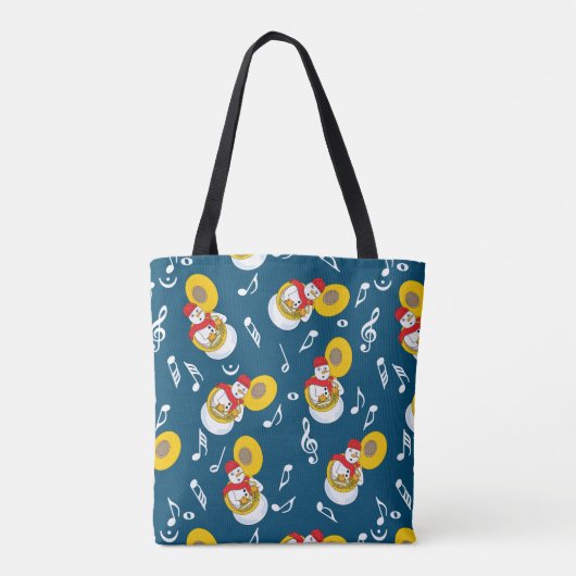 Tuba Snowman Muzieknoten Tote Bag (Achterkant)