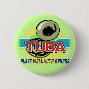 Tuba speelt goed ronde button 5,7 cm