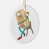 Tuba spelende Stickman Keramisch Ornament (Rechts)
