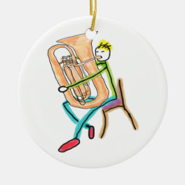 Tuba spelende Stickman Keramisch Ornament