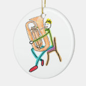 Tuba spelende Stickman Keramisch Ornament (Links)