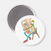 Tuba spelende Stickman Magneet (Voorkant / Achterkant)