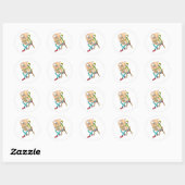 Tuba spelende Stickman Ronde Sticker (Vel)