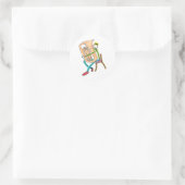 Tuba spelende Stickman Ronde Sticker (Tas)