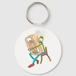 Tuba spelende Stickman Sleutelhanger