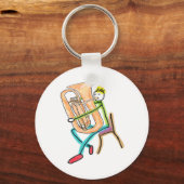 Tuba spelende Stickman Sleutelhanger (Voorkant)