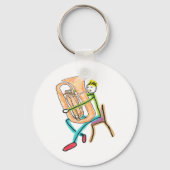 Tuba spelende Stickman Sleutelhanger (Achterkant)