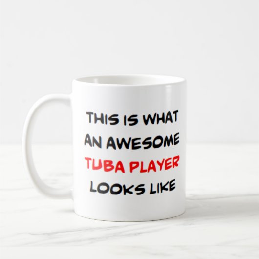 tuba-speler, geweldige koffiemok (Links)