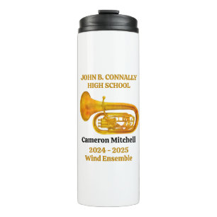 Tuba speler High School Band Gold gepersonaliseerd Thermosbeker