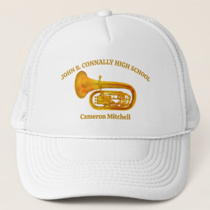 Tuba speler High School Band Gold gepersonaliseerd Trucker Pet