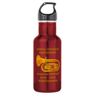 Tuba-speler Hoge School Band Goud Gepersonaliseerd Waterfles